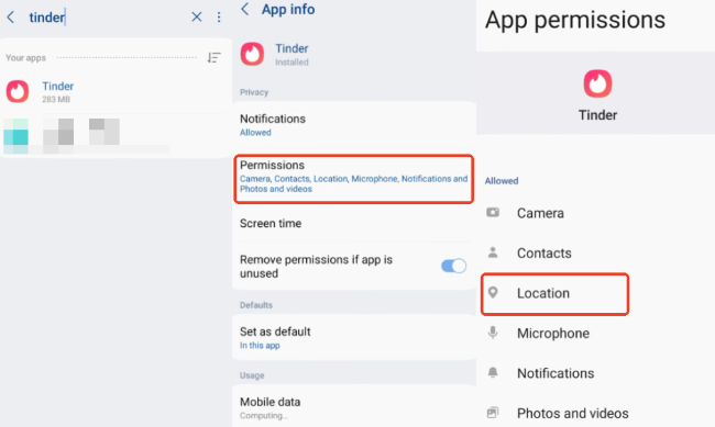 tinder android app permission