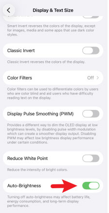 turn off auto brightness