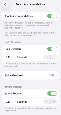 touch accommodations