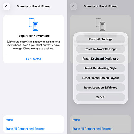 reset network settings