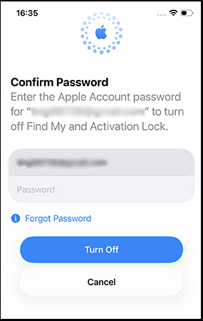 turn off activation lock settings