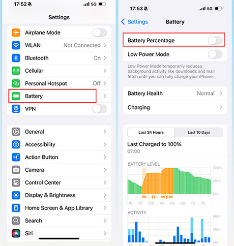 turn off battery percentage