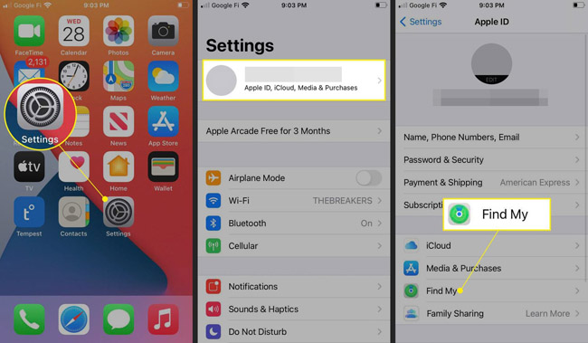 turn off find my iphone
