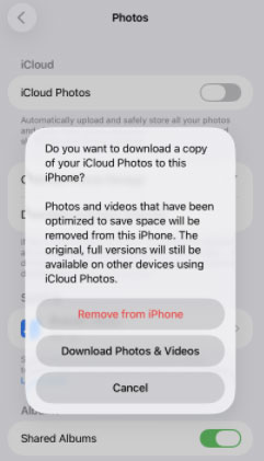 turn off icloud photos