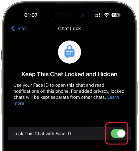 turn off chat lock on iphone