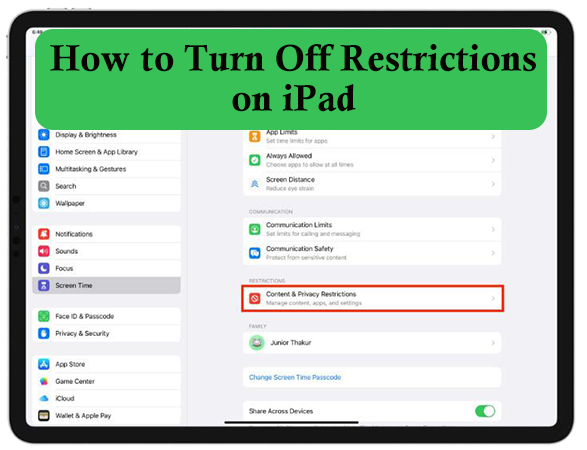 turn off restrictions on ipad