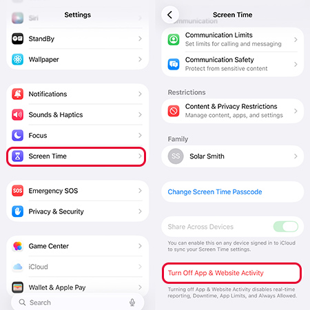 turn off screen time ios 26