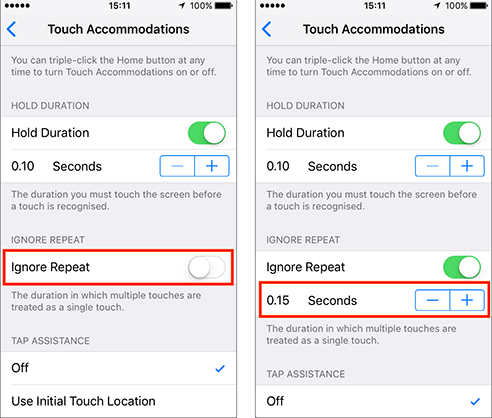 turn on ignore repeat
