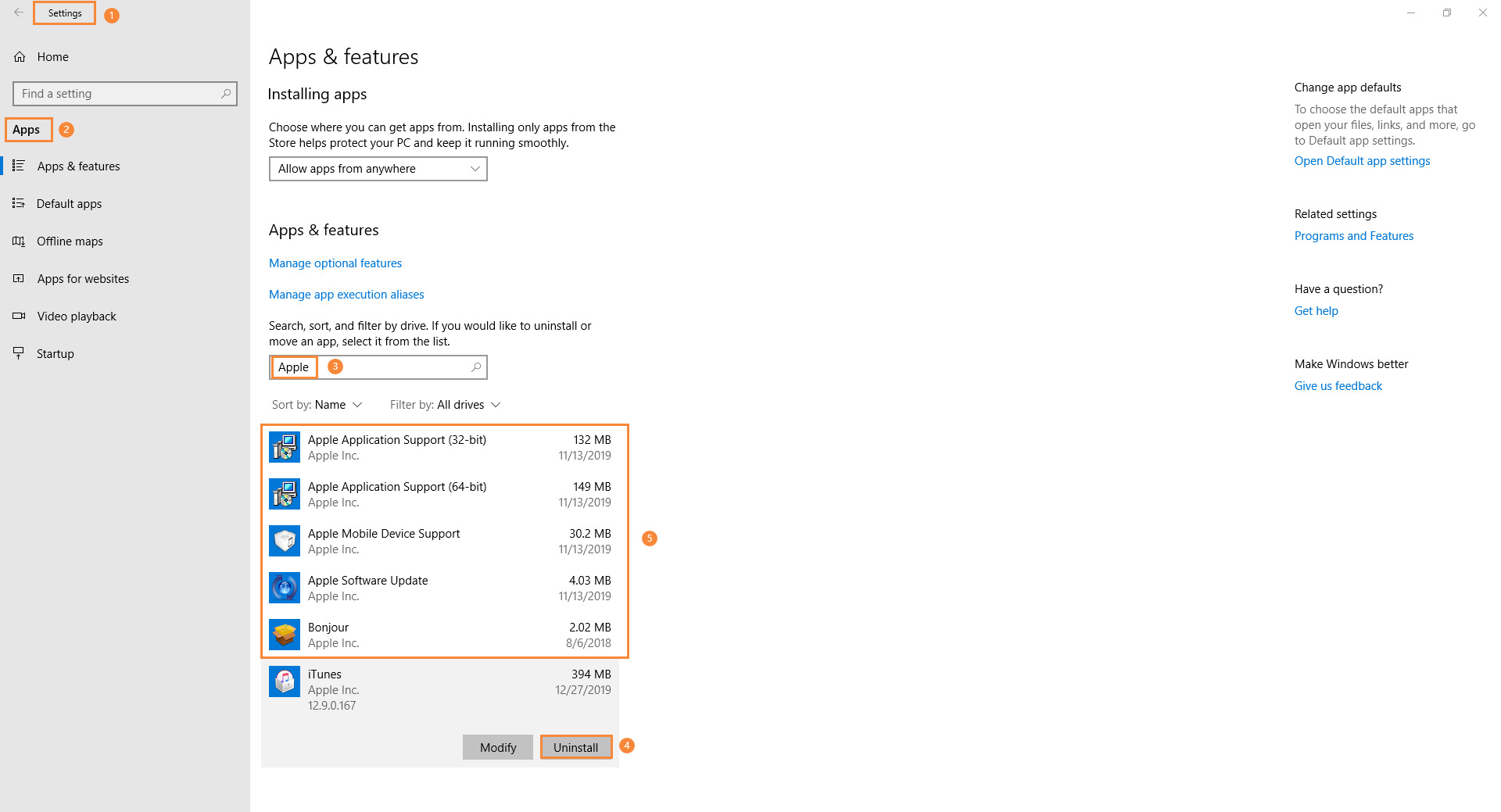uninstall itunes 12 10