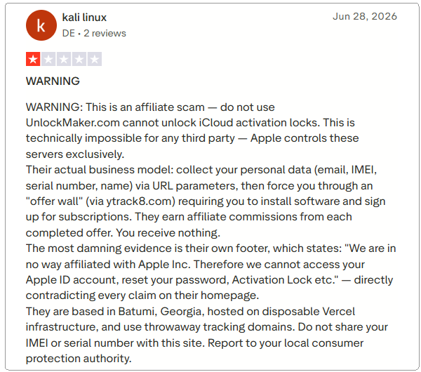 unlockmaker negative review
