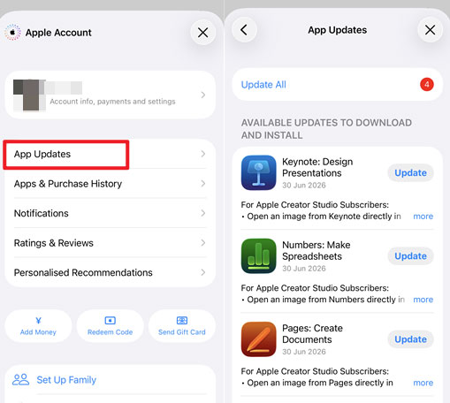 update apps from app store