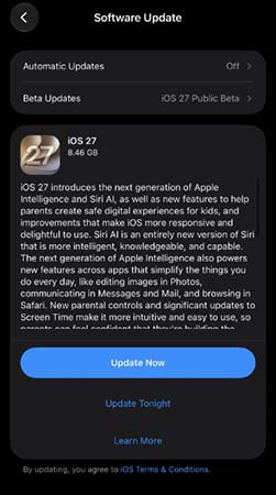 ios 27 official version