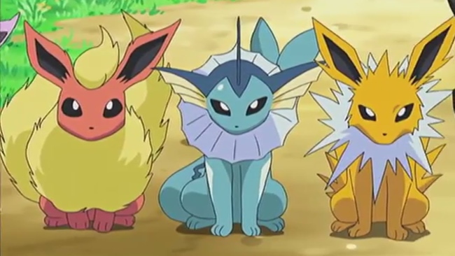vaporeon, jolteon and flareon