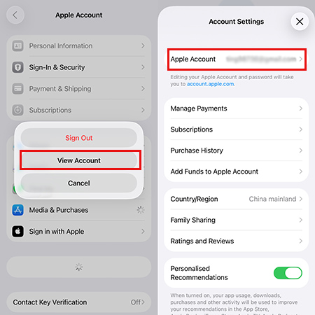 view media and purchase account