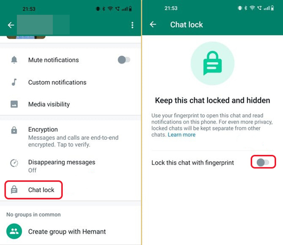 turn off whatsapp chat lock on android