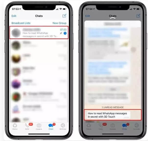 whatsapp messages haptic touch
