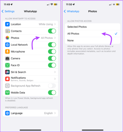 verify app permissions on iphone