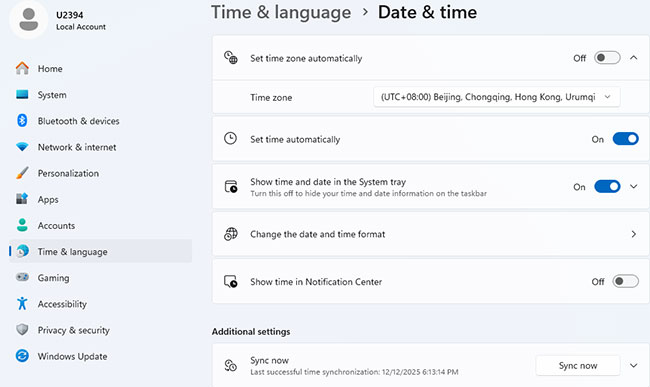 windows adjust date and time