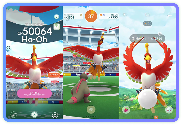 Fighting with rare Pokémon Moltres