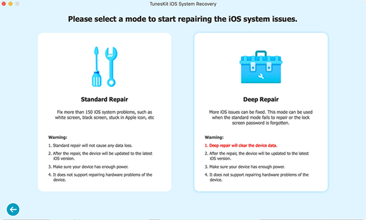 choose standard repair mode
